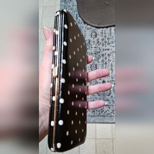 Mossimo Hard Case Wallet Black White Polka Dot New